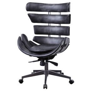 ACME 92552 Megan - Office Chair - Vintage Black Top Grain Leather & Aluminum