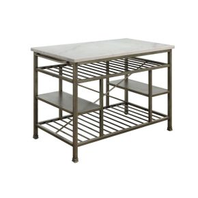 ACME 98402 Lanzo - Kitchen Island - Marble & Antique Pewter