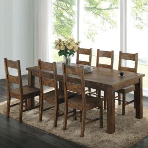 CoasterEveryday 107041-S7 Coleman - 7 Piece Rectangular Dining Set - Rustic Golden Brown - Wood