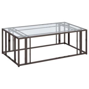 Coaster Fine Furniture 708358 Adri - Rectangular Glass Top Coffee Table - Black Nickel