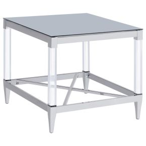Coaster Fine Furniture 709727 Lindley - Square Tempered Mirror Acrylic Side End Table - Chrome