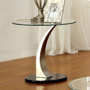 Furniture of America CM4727E Valo - End Table - Satin Plated / Black