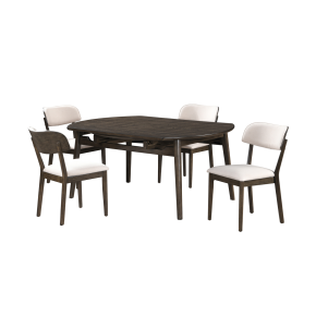 New Classic 40-1078-RLD4C Rex - 65" Round Dining Table With Leaves & 4 Chairs - Dark Brown