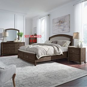 Liberty Furniture 805B-BR-QUSDMN Avalon - 4 Piece Bedroom Set (Queen Upholstered Storage Bed, Dresser & Mirror, Night Stand) - Brown