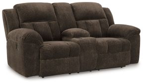 Signature Design by Ashley® 3740794 Frohn - Dbl Reclining Loveseat With Console - Chocolate