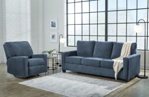 Signature Design by Ashley® 53604/39/25 Rannis - Navy - 2 Pc. - Queen Sofa Sleeper, Rocker Recliner