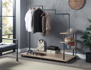 ACME AC00431 Brantley - Hanger Rack - Oak & Sandy Gray Finish - 63"