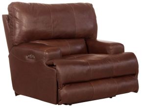 Catnapper 645807-1283/19-3083/19 Wembley - Italian Leather Match Power Lay Flat Recliner With Power Adjustable Headrest - Walnut