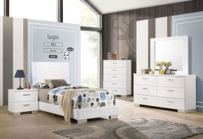 CoasterEssence 203500T-S4 Felicity - Twin 4 Piece Bedroom Set - White High Gloss