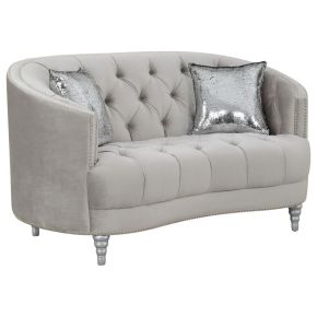 CoasterElevations 508462 Avonlea - Upholstered Sloped Arm Loveseat Velvet - Pearl Silver
