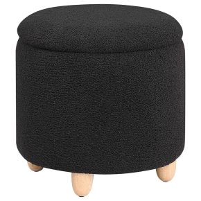 Coaster Fine Furniture 910227 Valia - Faux Sheepskin Upholstered Round Storage Ottoman - Black