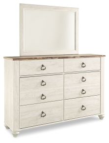 Ashley Furniture B267B1 Ashley Furniture B267B1 Willowton - Dresser, Mirror - Whitewash