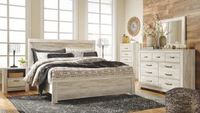 Signature Design by Ashley® B331/31/36/58/56/97 Bellaby - 5 Pc. - Dresser, Mirror, King Panel Bed - Whitewash