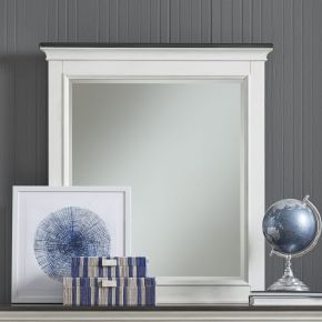 Liberty Furniture 417-BR50 Allyson Park - Two Tone Crown Mirror - Wirebrushed White / Charcoal