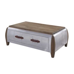ACME 82855 Brancaster - Coffee Table - Antique Oak & Aluminum