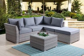 ACME OT01092 Laurance - Patio Set - Gray Fabric & Gray Finish