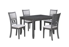New Classic D1701-548-GRY Gia - 5 Piece Rectangle Dining Set (Table & 4 Chairs) - Gray