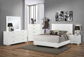 CoasterEveryday 203501Q-S6 Felicity - 6 Piece Queen Bedroom Set - White High Gloss