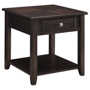 CoasterEssence 721037 Bradford - 1-Drawer Square Wood End Table - Walnut