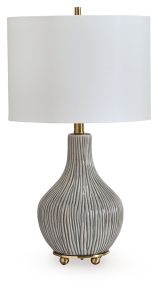 Signature Design by Ashley® L100844 Judlen - Ceramic Table Lamp - Gray / Gold Finish