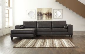 Signature Design by Ashley® 87721/16/67 Nokomis - Charcoal - Left Arm Facing Corner Chaise 2 Pc Sectional