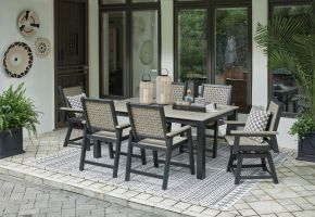 Signature Design by Ashley® P384/625/603A(2)/604A Mount Valley - Black / Driftwood - 7 Pc. - Dining Set