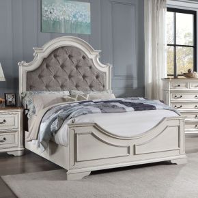 ACME BD01647EK ACME BD01647EK Florian - Eastern King Bed - Gray Fabric & Antique White