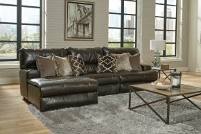 Jackson Furniture Industries 43/62/64/67-09 Como - 3 Piece Italian Leather Match Manual Reclining Sofa / Chaise With 1 Reclining Seat And LSF Chaise - Chocolate