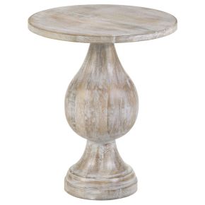 CoasterEssence 915107 Dianella - Round Pedestal Base Accent Side Table - White Washed