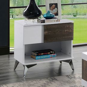 Furniture of America FOA4535E Corinne - End Table - White / Distressed Dark Oak