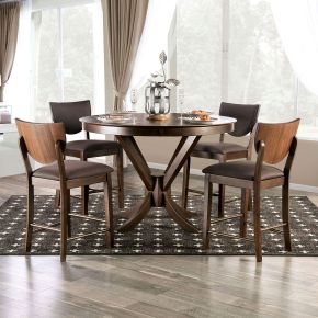 Furniture of America FOA3787RPT-TABLE Marina - Counter Height Round Dining Table - Walnut
