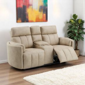 ACME LV05401 Elison - Motion Loveseat With Console - Dark Beige Polish Microfiber