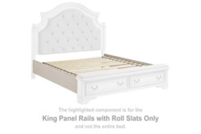 Signature Design by Ashley® B743-197 Realyn - King Panel Rails w/Roll Slats - Chipped White