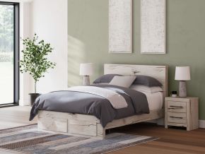 Signature Design by Ashley® B2310B4 Lawroy - Queen Panel Bed With Storage Footboard - Light Natural