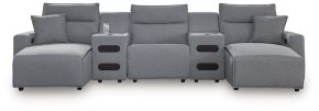 Signature Design by Ashley® 65906S15 Modmax II - 5-Piece Power Reclining Sectional With Double Chaise And 2 Audio Consoles - Salt And Pepper