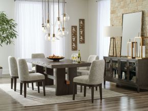 Signature Design by Ashley® D984/45/01(6)/60 Burkhaus - Dark Brown - 8 Pc. - Dining Room Extension Table, 6 Side Chairs, Server
