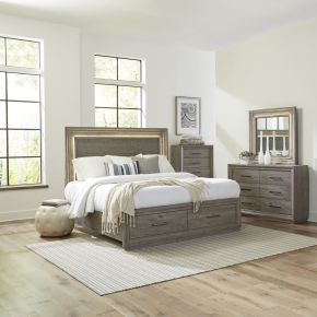 Liberty Furniture 272-BR-KSBDMC Horizons - 4 Piece Bedroom Set (King Storage Bed, Dresser & Mirror, Chest) - Gray