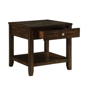ACME 83022 Cilnia - End Table - Marble & Walnut
