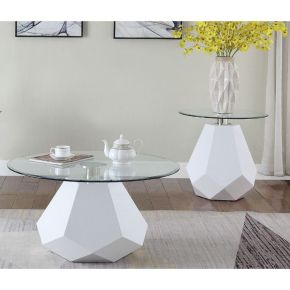 ACME 84925 Chara - Coffee Table - White High Gloss & Clear Glass