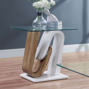 Furniture of America FOA4748E-TABLE Batam - End Table - White / Natural Tone