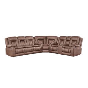 New Classic 20-2505B-3PMW New Classic 20-2505B-3PMW Morello - 3 Piece P1 Sofa/Loveseat/Wedge With Power Footrest - Brown