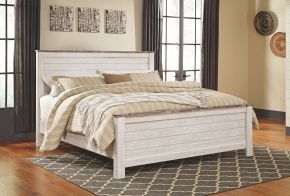 Signature Design by Ashley® B267/58/56/94 Willowton - California King Panel Bed - Whitewash