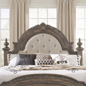 Liberty Furniture 502-BR01HU Carlisle Court - Queen Upholstered Poster Headboard - Medium Brown