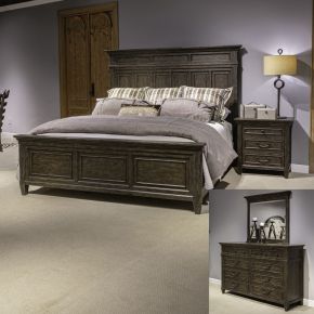 Liberty Furniture 297-BR-KPBDM Paradise Valley - 3 Piece Bedroom Set (King Panel Bed, Dresser & Mirror) - Dark Brown