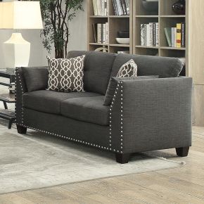 ACME 52406 Laurissa - Loveseat With 4 Pillows - Light Charcoal Linen
