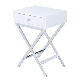 ACME 82696 Coleen - Accent Table - White & Chrome