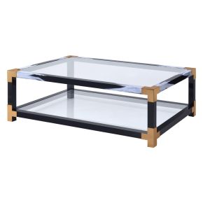 ACME 81000 Lafty - Coffee Table - White Brushed & Clear Glass