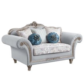 ACME LV01113 Pelumi - Loveseat - Light Gray Linen & Platinum - Finish