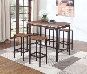 CoasterEveryday 182002 Santana - 5 Piece Pub Height Bar Table Set - Weathered Chestnut