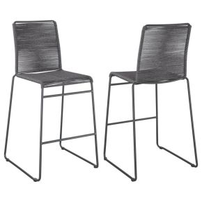 CoasterEssence 192064 Jerome - Woven Rope Metal Bar Chair (Set of 2) - Charcoal
